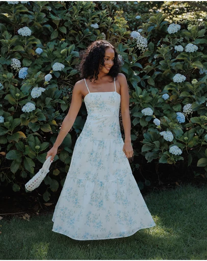 Petal & Pup - Botanique Midi Dress - Blue Floral