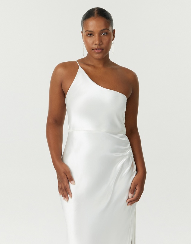 Third Form - Satin Gather One Shoulder Dress