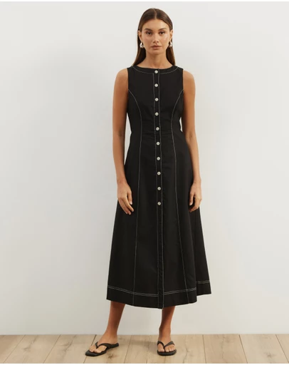 Atmos&Here - Cara Contrast Bind Midi Dress