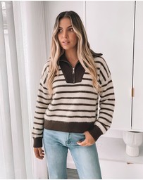 Esther & Co - Tanner Knit - Choc Stripe