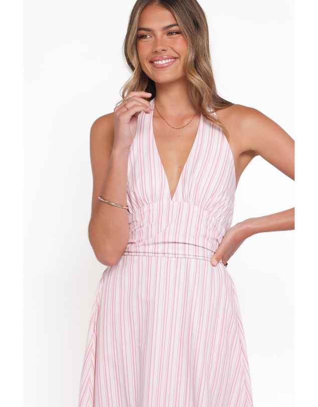 Petal & Pup - Marie Halterneck Maxi Dress - Pink Stripe