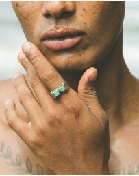 Haze & Glory - ICONIC EXCLUSIVE - Ring Signet Men Bold Bar African Turquoise 925 Sterling Silver