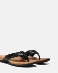 Vionic - Layne Toe Post Sandal - Black Woven