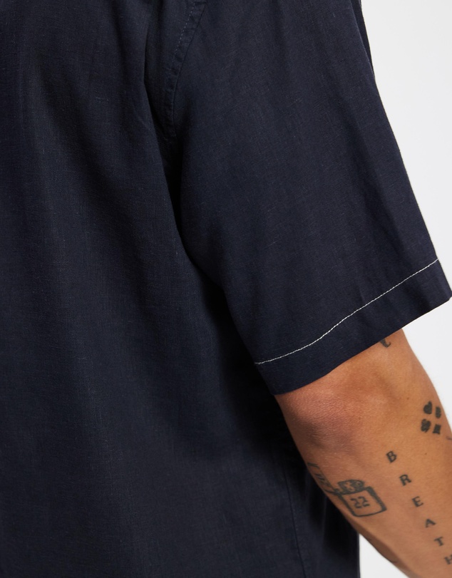 Thrills - Hemp Minimal Thrills Contrast Stitch Cropped Bowling Shirt