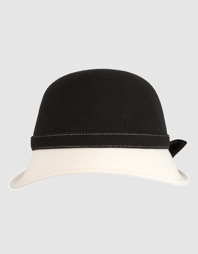 Max Alexander - Winter Felt Cream/Black Cloche Hat