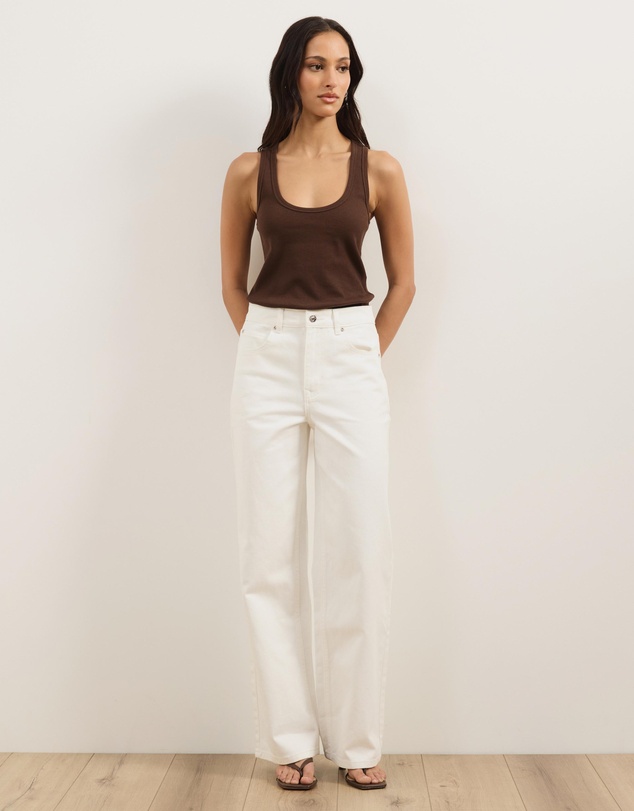 Atmos&Here - Ava Deep Scoop Organic Rib Racer Back Tank Top