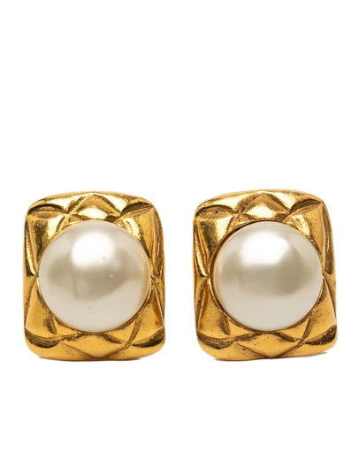 Pre-Loved by Azura Reborn - Pre-Loved Gold Plated Faux Pearl Clip on Earrings