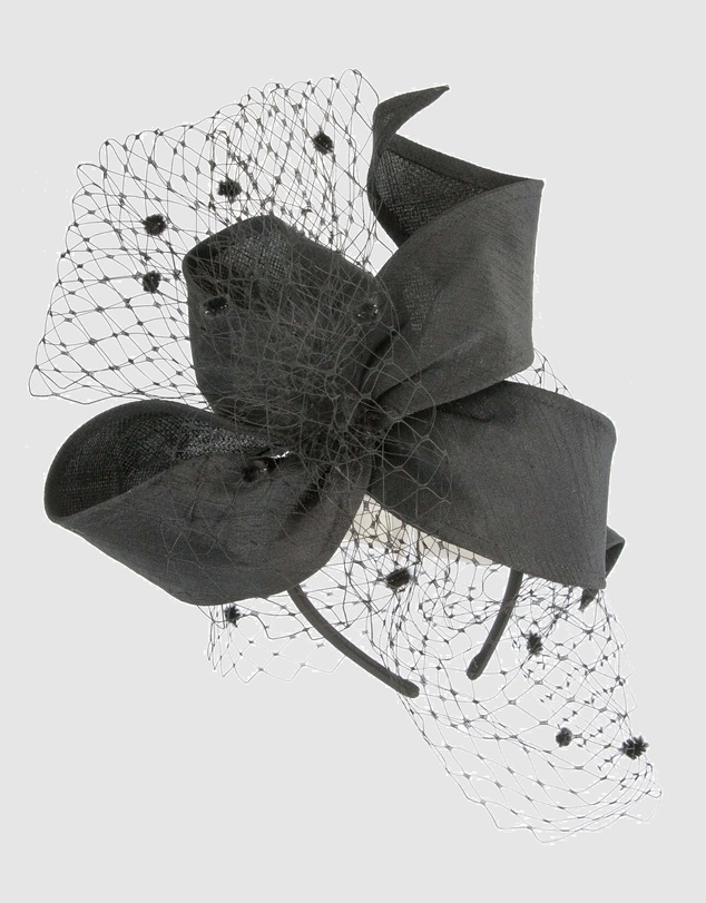 Max Alexander - White & Black Pillbox with Veil Fascinator