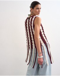 TOPSHOP - Fina Knitted Cable Tassel Tank