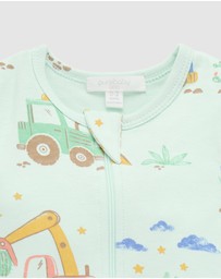 Purebaby - Short Sleeve Sleep Pyjama Zip Growsuit -Kids-Babies