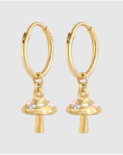 Haze & Glory - ICONIC EXCLUSIVE - Earrings Liberty Mushroom Hoops 925 Sterling Silver Gold-Plated