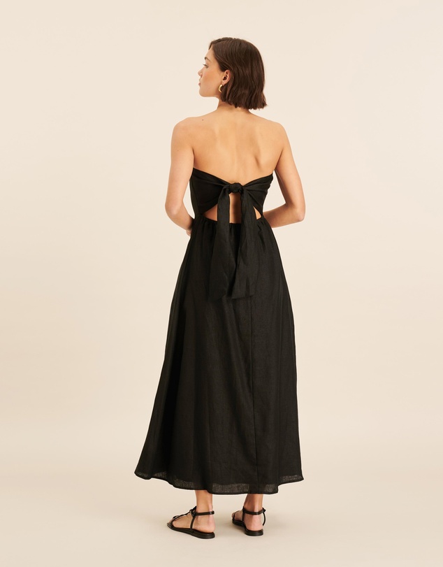 AERE - Florence Linen Strapless Maxi Dress