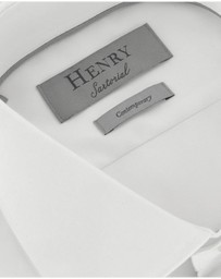 Henry Bucks - HENRY SARTORIAL Contemporary Fit Plain Twill Single Cuff Shirt WHITE