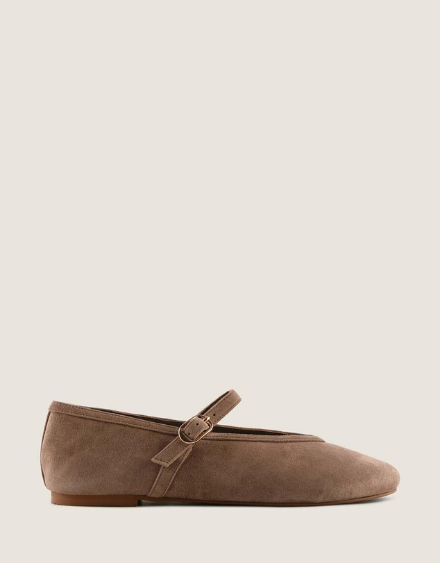 Shelly Shen - Rene Ballet Flats Taupe Suede
