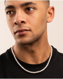 Dower & Hall - Men's White Freshwater Pearl Necklace In Sterling Silver
