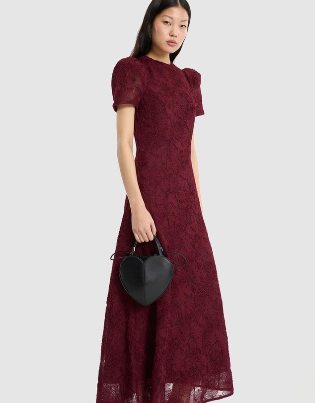ROTATE - Flower Mesh Flared Dress