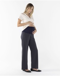 Angel Maternity - Mid Waist Maternity Relax Leg Work Pants - Dark Grey