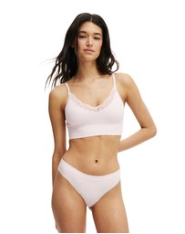 Cotton On Body - Seamless Longline Lace Trim Bralette