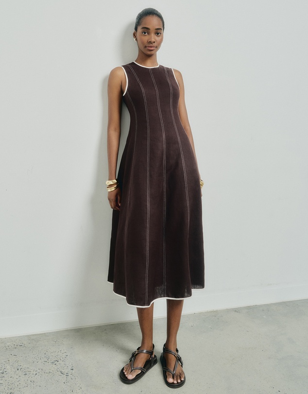 witchery linen dress white witchery dress WITCHERY - Linen blend trapeze check dress! 6-8