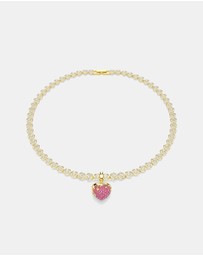 Swarovski - Idyllia Charm, Round Cut, Heart, Pink, Gold-tone Plated