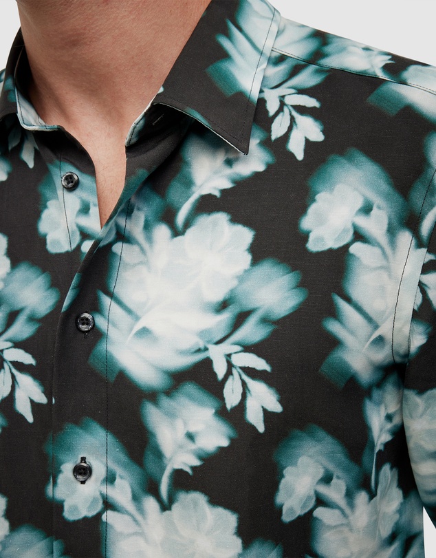 Politix - Distorted Floral Printed Long Sleeve Shirt