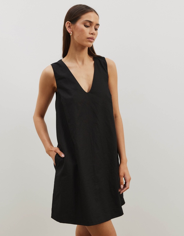 Atmos&Here - Mia A-Line Linen Blend Mini Dress