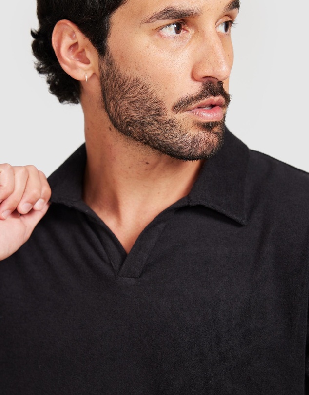 Vacay Swimwear - Black Terry Polo