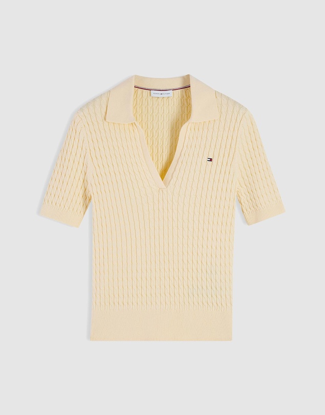 Tommy Hilfiger - Cable Knit Short Sleeve Polo Jumper
