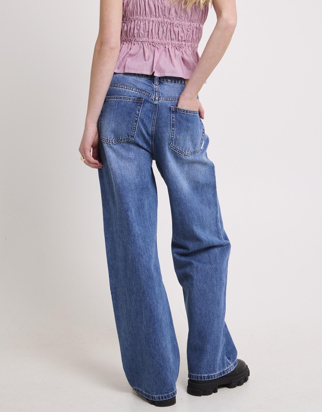 Subtitled - Cora Tie Wide Leg Denim Jeans