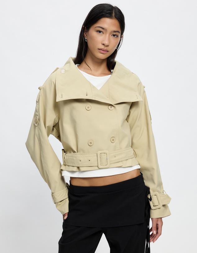 Lioness - Blanc Cropped Trench Coat - ICONIC EXCLUSIVE