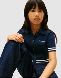 Tommy Hilfiger - Girls Logo Embroidery Short Sleeve Polo Cardigan - Teens