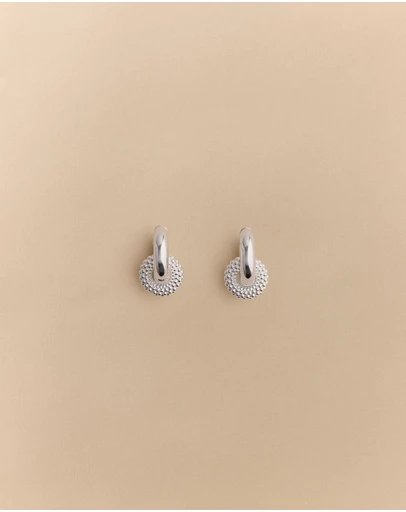 Trenery - Rava Drop Hoop Earrings in Silver