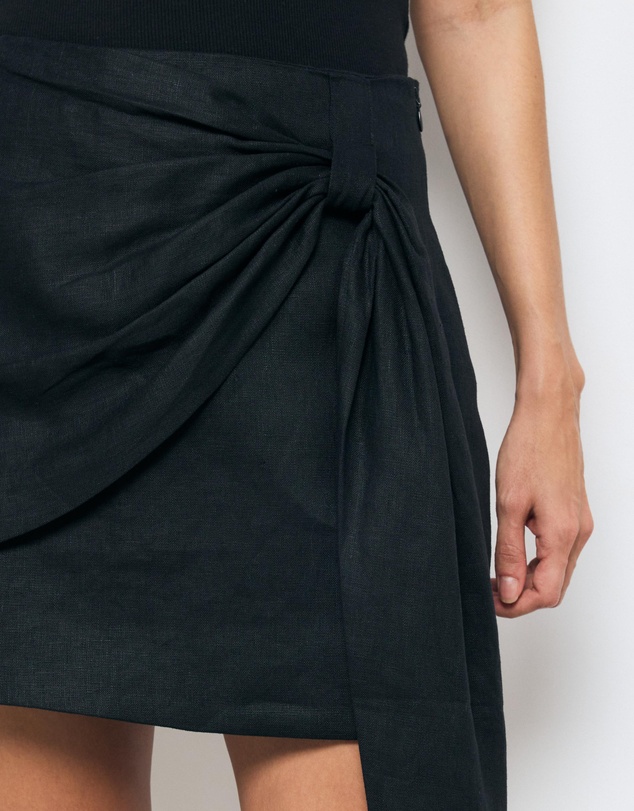 AERE - Aurora Linen Wrap Detail Skirt