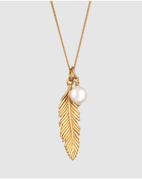 Elli Jewelry - Necklace Feather Shell Pearl 925 Sterling Silver Gold-plated