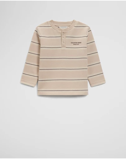 Country Road - Organically Grown Cotton Stripe Long Sleeve Pique T-shirt