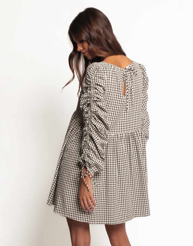 Petal & Pup - Micaela Long Sleeve Mini Dress - Black Gingham