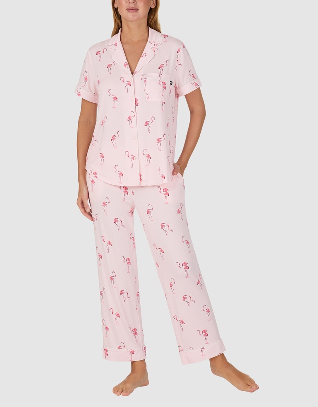 Kate Spade - Printed Modal Button Up Short Sleeve Long Pyjama Set
