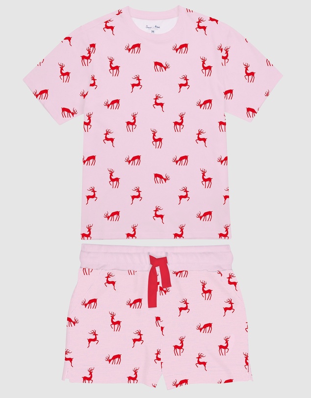 Sant And Abel - Kids Reindeer Pink Short PJ Set