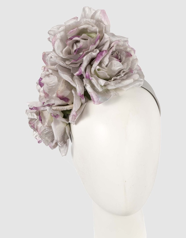 Max Alexander - Large Silver & Lilac Flower Fascinator Headband