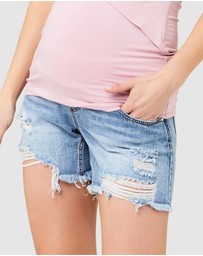 Ripe Maternity - Distressed Denim Shorts
