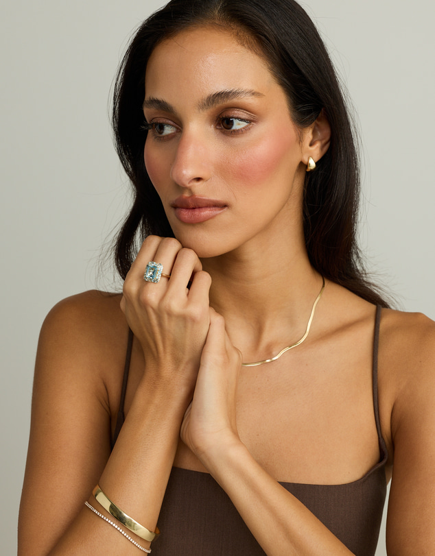 Michael Hill - Sky Blue, London Blue, Swiss Blue & White Topaz Halo Ring in 10kt Yellow Gold
