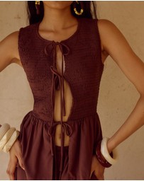 Seven Wonders - Fleur Shirred Tie Front Top