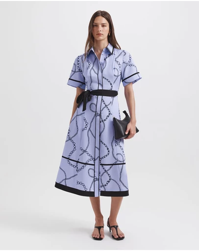 SABA - Chain Twill Belted Midi Dress