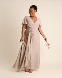 Six Stories - Knot Front Flutter Sleeve Chiffon Bridesmaid Dress