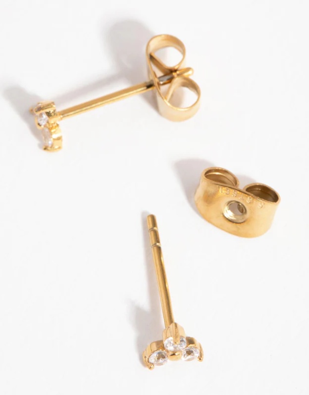 Lovisa - 24 Carat Gold Plated Surgical Steel Cubic Zirconia Cluster Stud Earrings