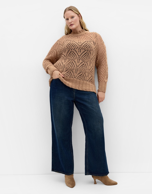 City Chic - Plus size Beck Wool Blend Jumper - mushroom