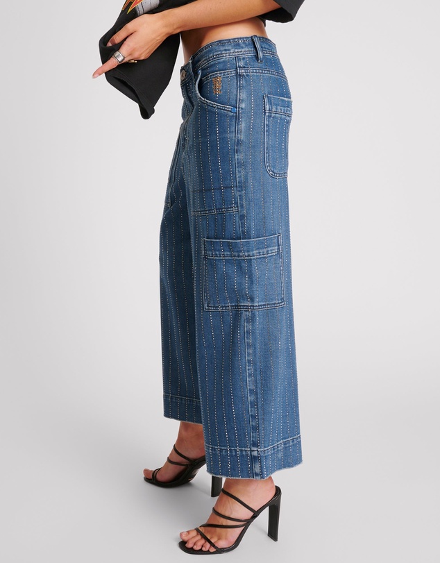ONE TEASPOON - Bad Boys High Waist Wide Leg Denim Jeans - Glitter Highway