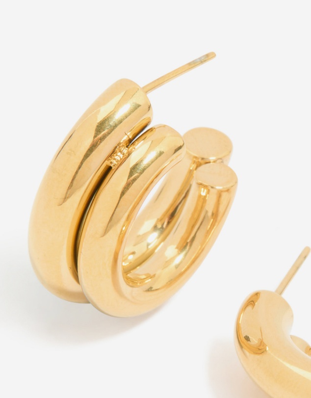 Lovisa - Waterproof Gold Plated Stainless Steel Double Illusion Hoop Earrings