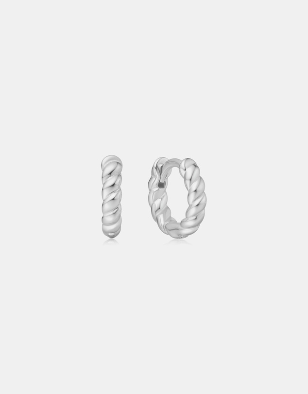 Ania Haie - Ania Haie Silver Texture Small Huggie Hoop Earrings
