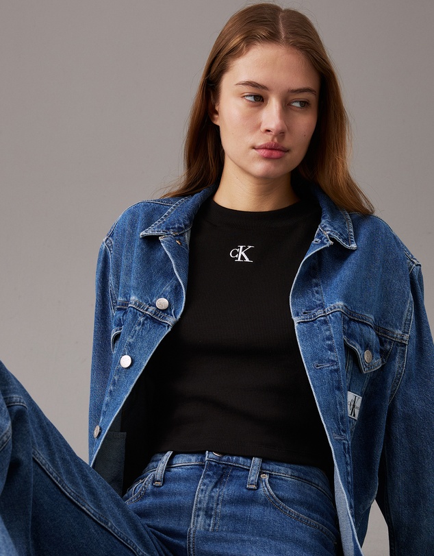 Calvin Klein Jeans - Slim Cropped Ribbed T-shirt